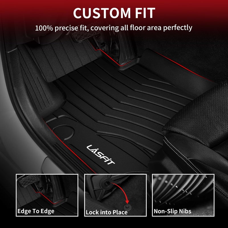 LASFIT Floor Mats for Mercedes Benz C Class 2021 2020 2015-2019 C300 / C400 / C350e / C43 AMG / C63 AMG / C63 AMG S (Fit Sedan Only), All Weather TPE Floor Liners for C Class 1st & 2nd Row Mats - Image 3